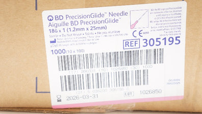 BD 305195 Precision Glide Ndle 18G x 1 - Box of 1000